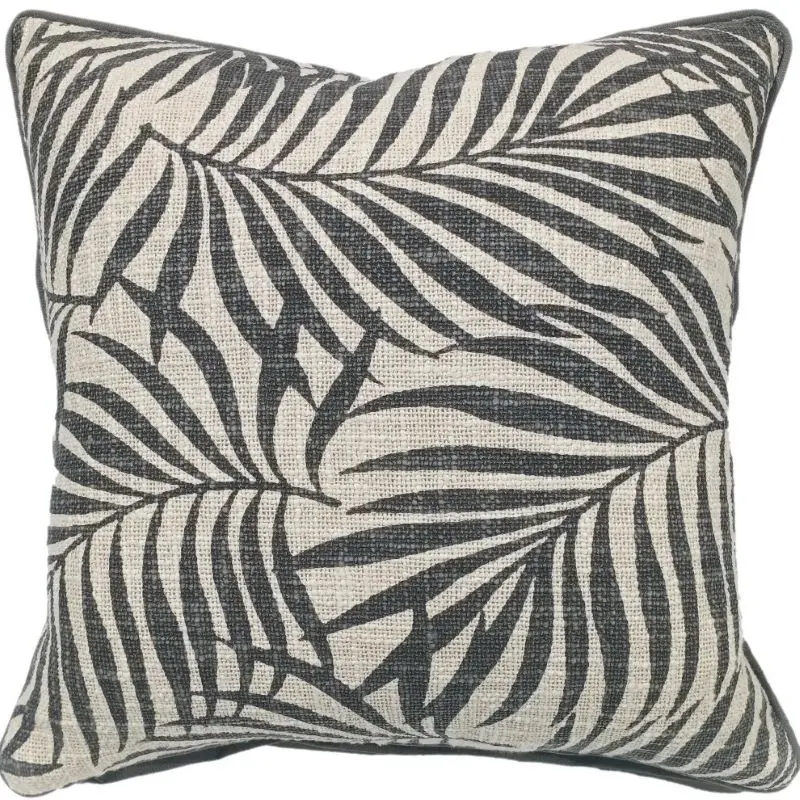 Malini Wapi Black Leaf Print Cushion 1