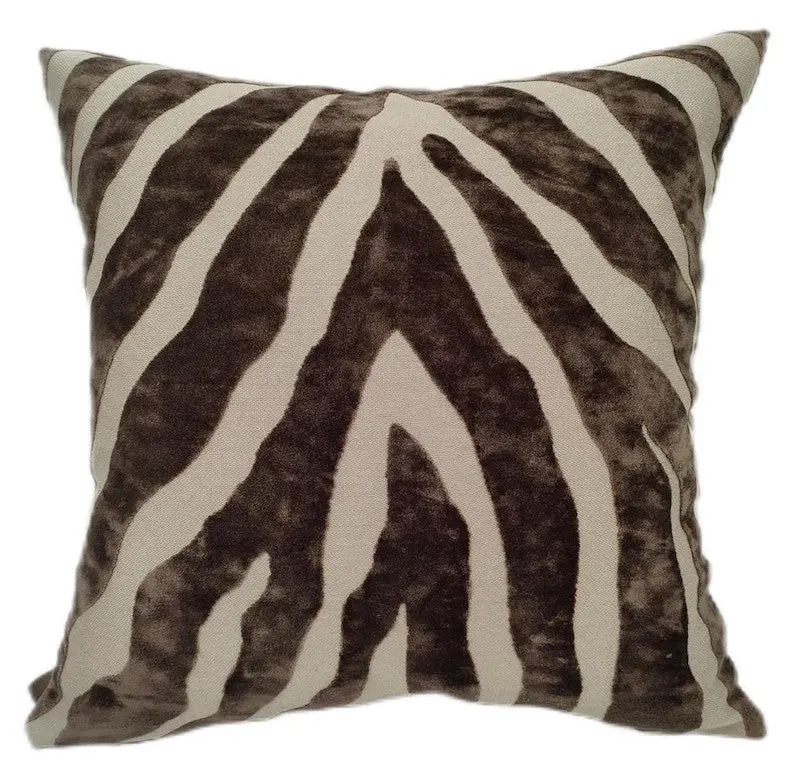 Malini Zebedeedodah Choc Brown Zebra Print Cushion 1