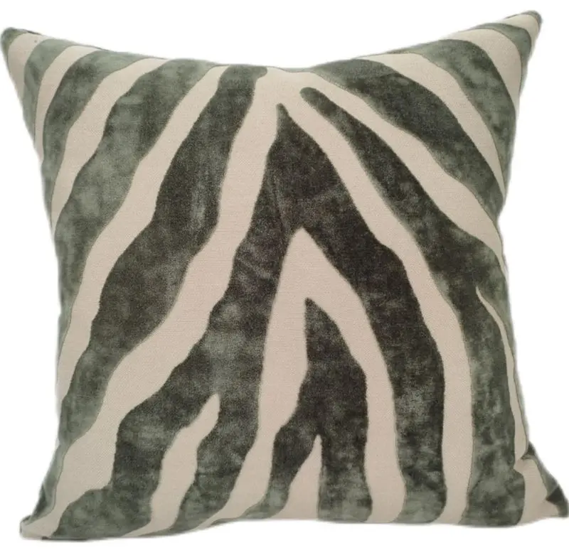 Malini Zebedeedodah Sage Zebra Print Cushion 1