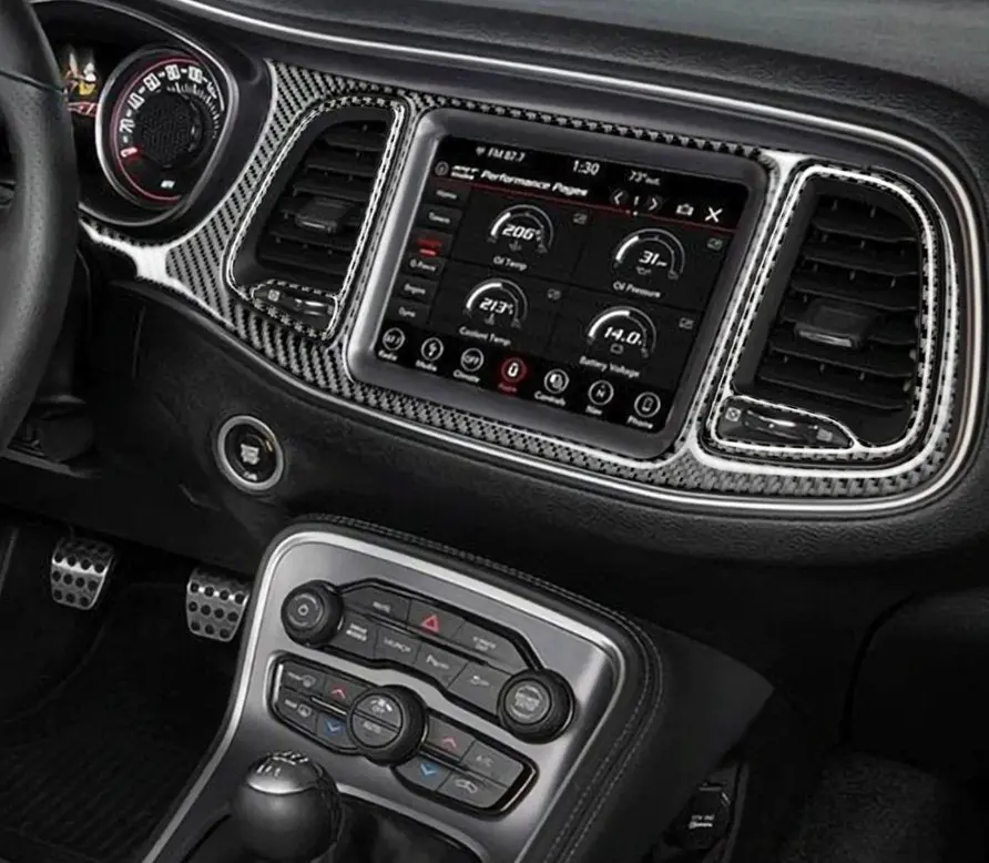 Dynacarbon™️ 4 Pcs Carbon Fiber Full Dash Kit Overlay For Dodge Challenger 2015-2023 1