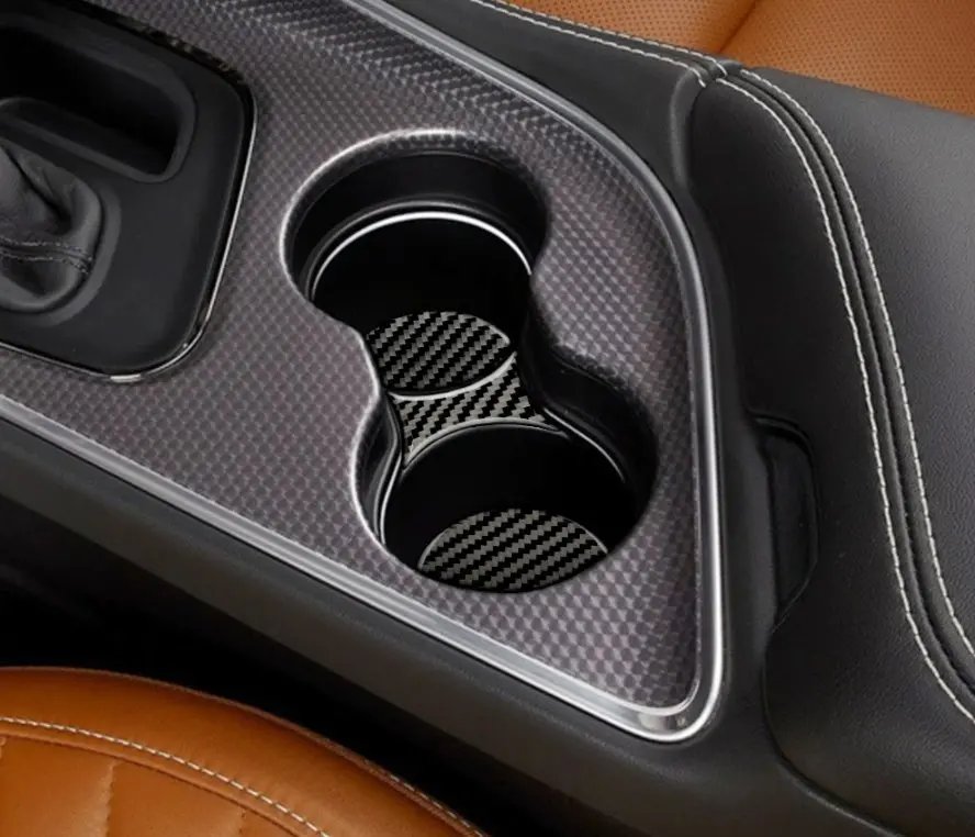 Dynacarbon™️ 4 Pcs Coaster Cover Overlay For Dodge Challenger 2015-2023 1