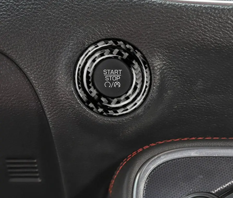 Dynacarbon™️ Carbon Fiber Car Engine Start Stop Button Cover For Dodge Challenger 2015-2023 1