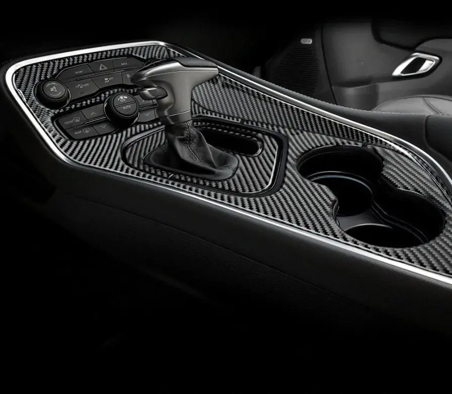 Dynacarbon™️ Carbon Fiber Full Center Console Kit For Dodge Challenger 2015-2023 1