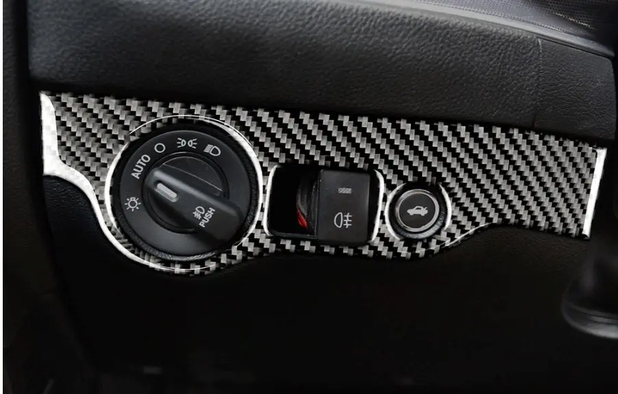 Dynacarbon™️ Carbon Fiber Headlight Control Trim For Dodge Challenger 2015-2023 1