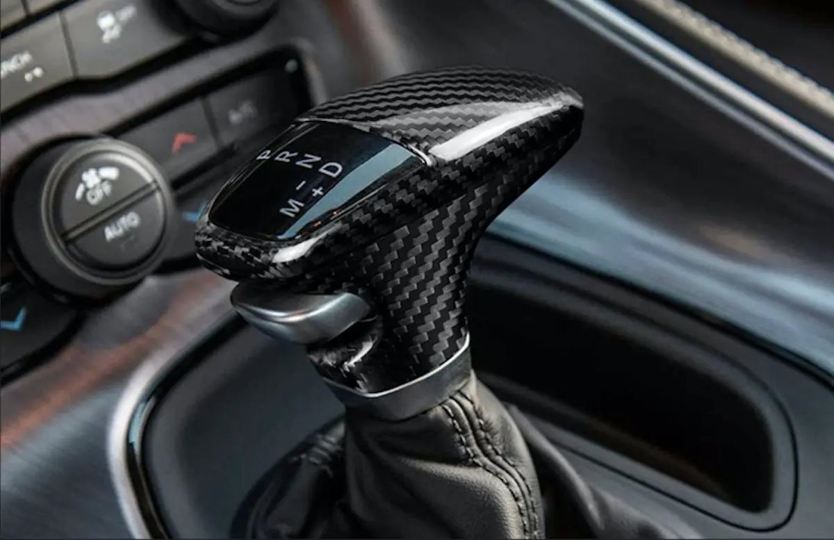 Dynacarbon™️ Hard Carbon Fiber Gear Shift Knob Cover For Dodge Challenger Charger 2015-2023 1