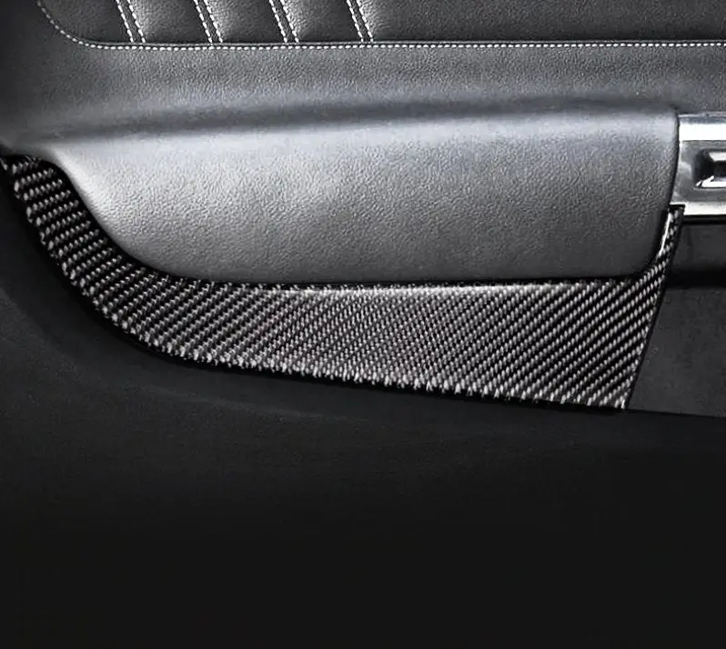 Dynacarbon™ Carbon Fiber Front Door Panel Trim Overlay For Ford Mustang 2015-2023 1