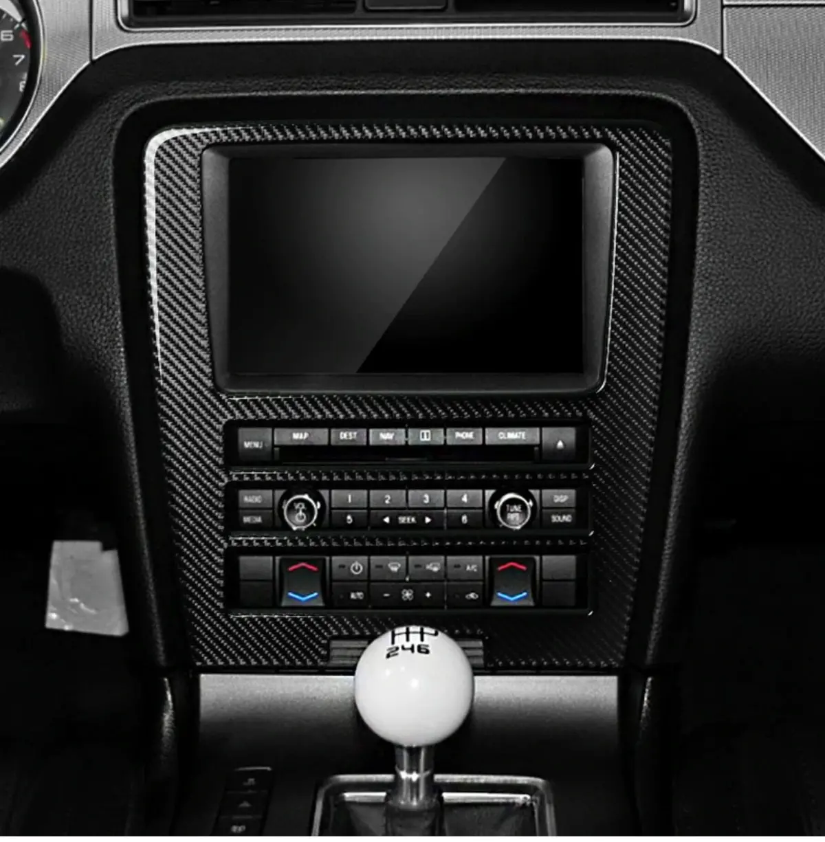 Dynacarbon™ Carbon Fiber Navigation Multimedia Dash Trim For Ford Mustang 2010-2014 1