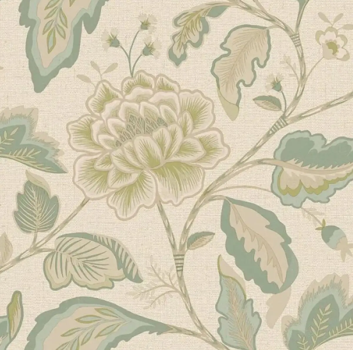 Maya Leaf Trail Wallpaper - Sage/Cream Sample 1