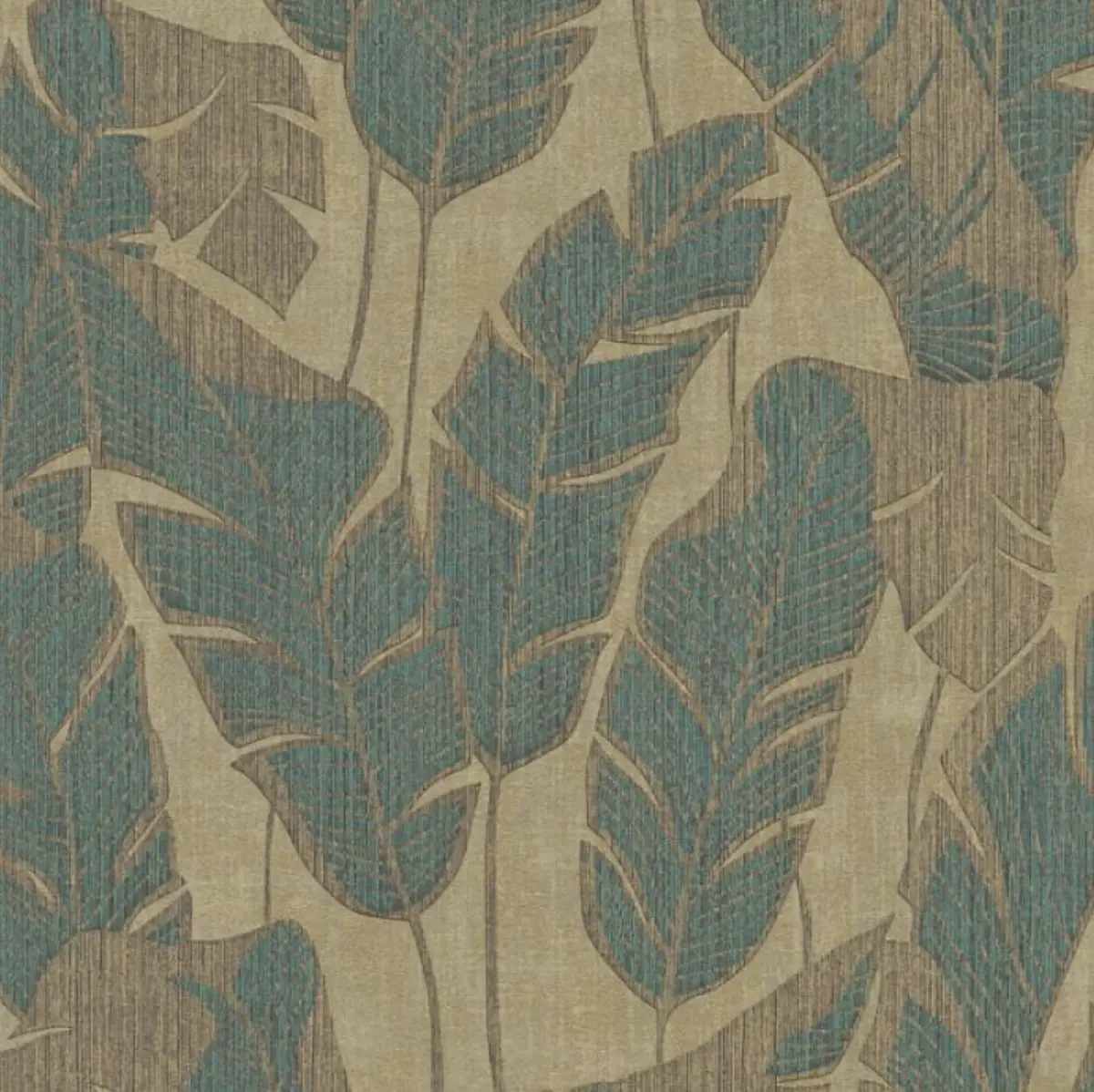 Miami Palm Leaf Wallpaper Teal Sample 1