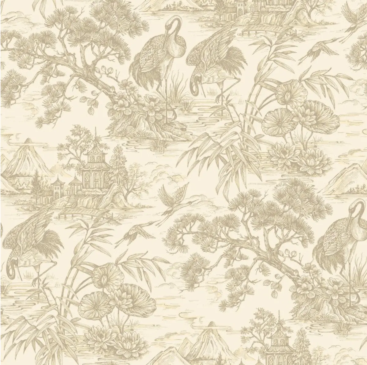 Natoru Oriental Wallpaper - Cream Sample 1