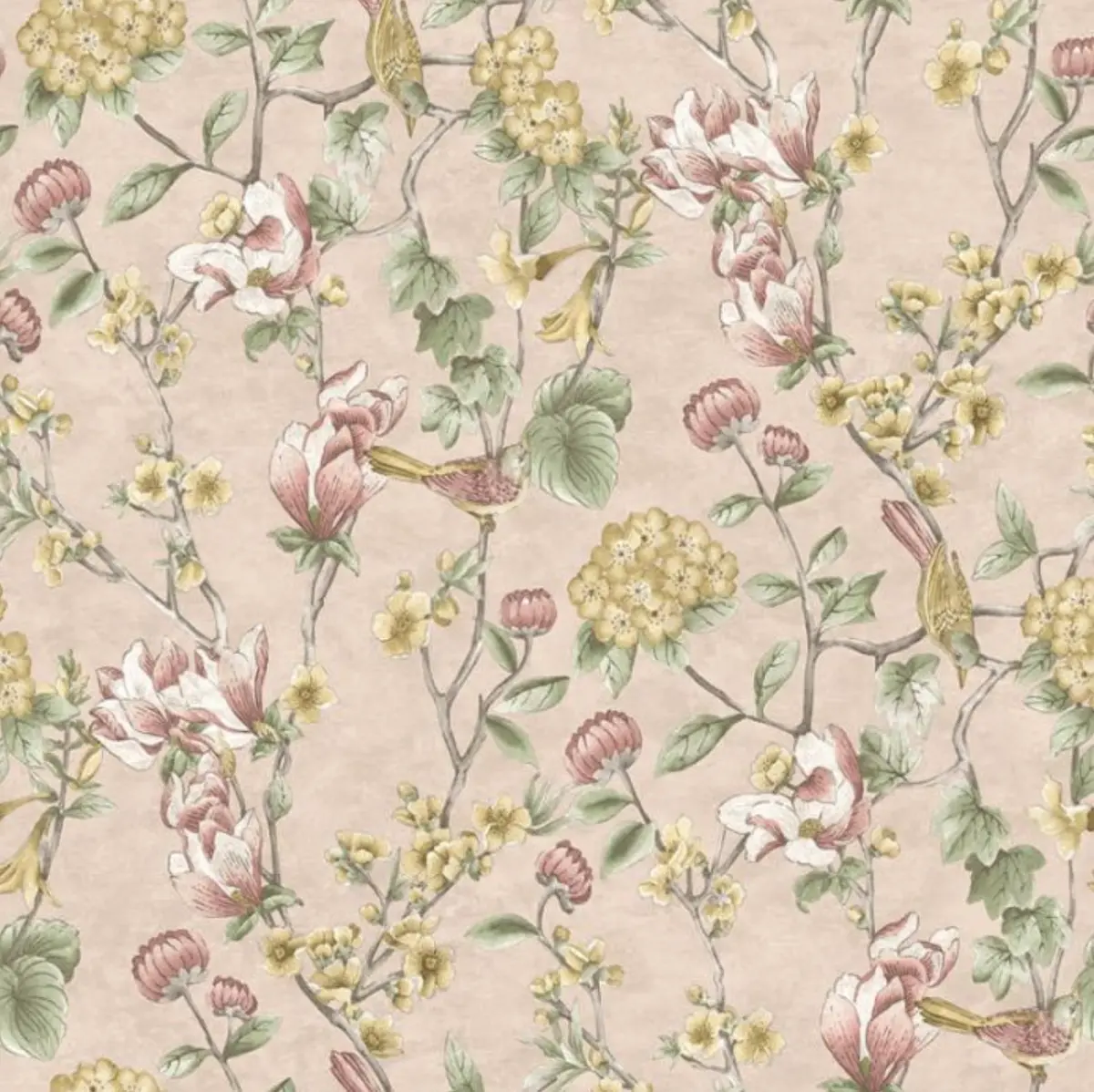 Nightingale Floral Trail Wallpaper - Pink Sample 1