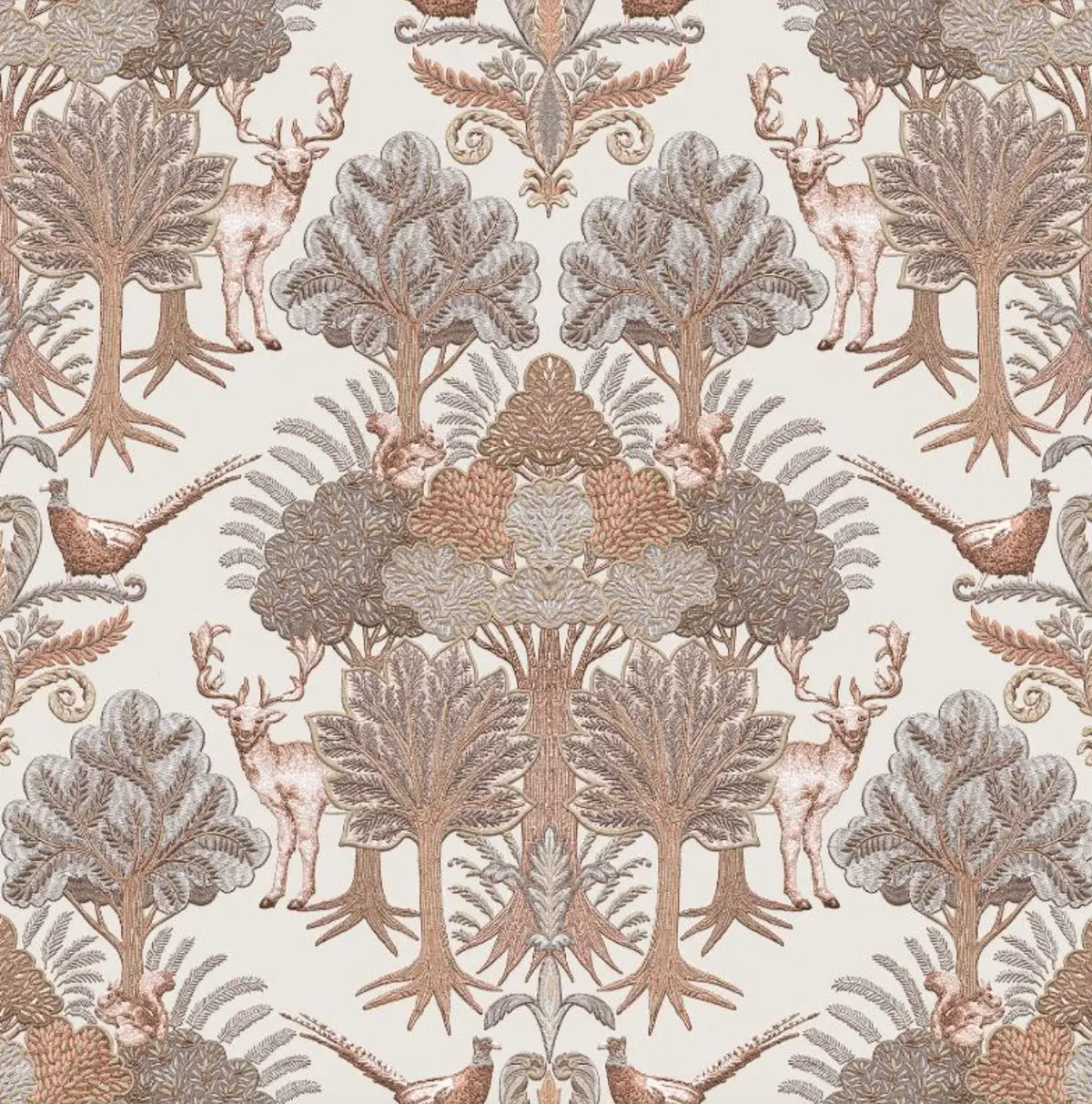 Nordic Deer Woodland Wallpaper - Beige Sample 1