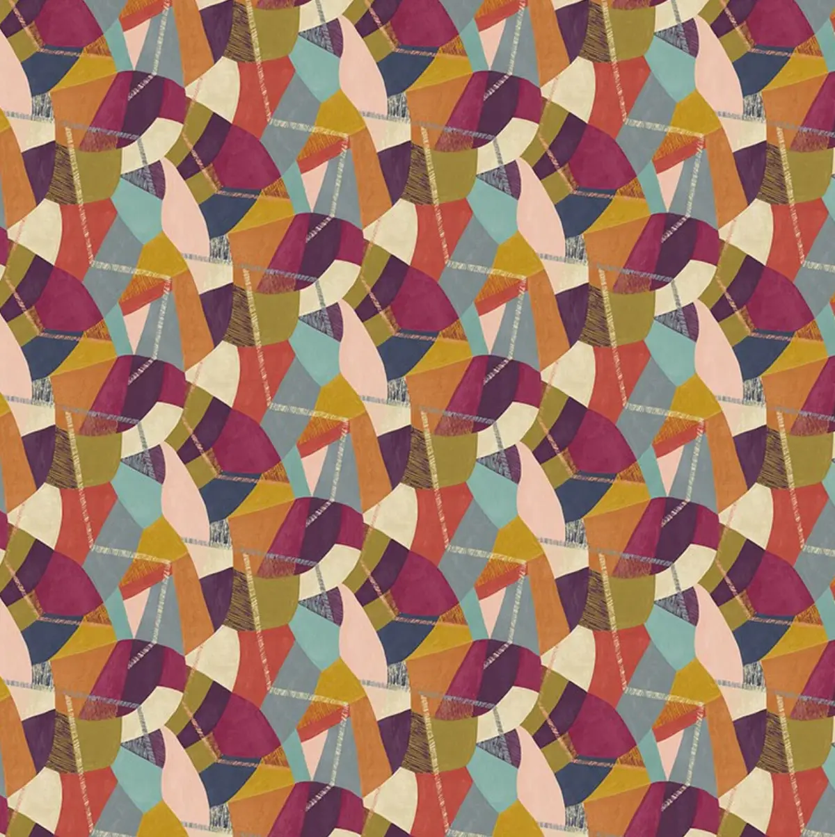 Ohpopsi Abstract Geo Wallpaper Grape & Olive Sample 1