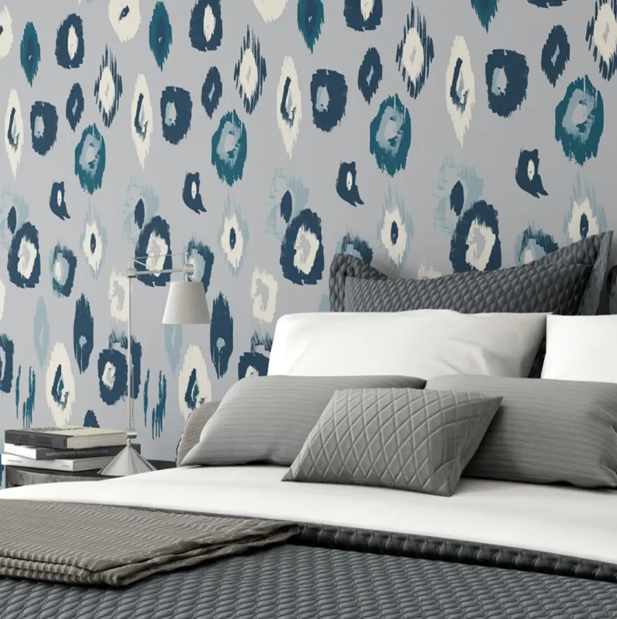 Ohpopsi Animal Ikat Wallpaper Serpentine & Ink Sample 1