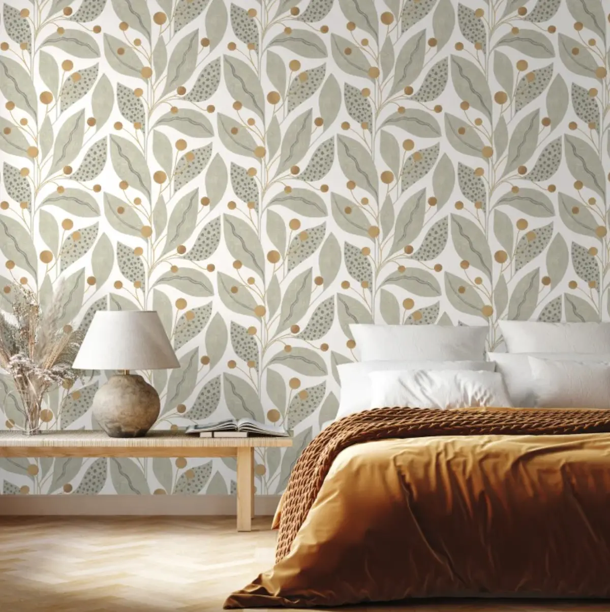 Ohpopsi Berry Dot Wallpaper Bone & Tan Sample 1