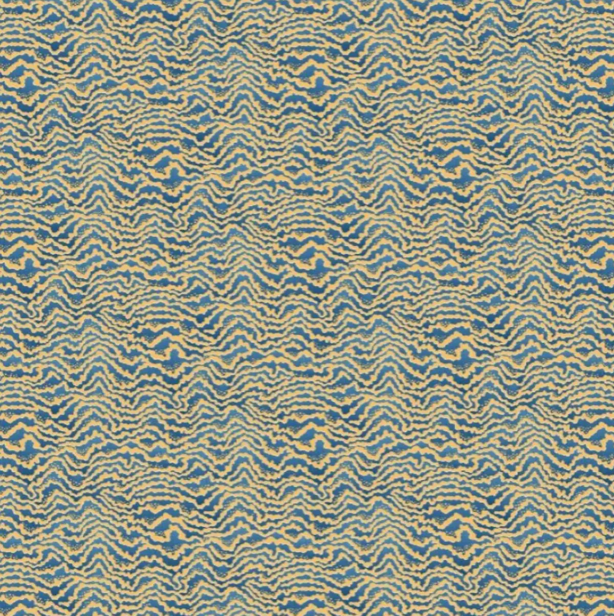 Ohpopsi Contour Wallpaper Denim & Ochre Sample 1