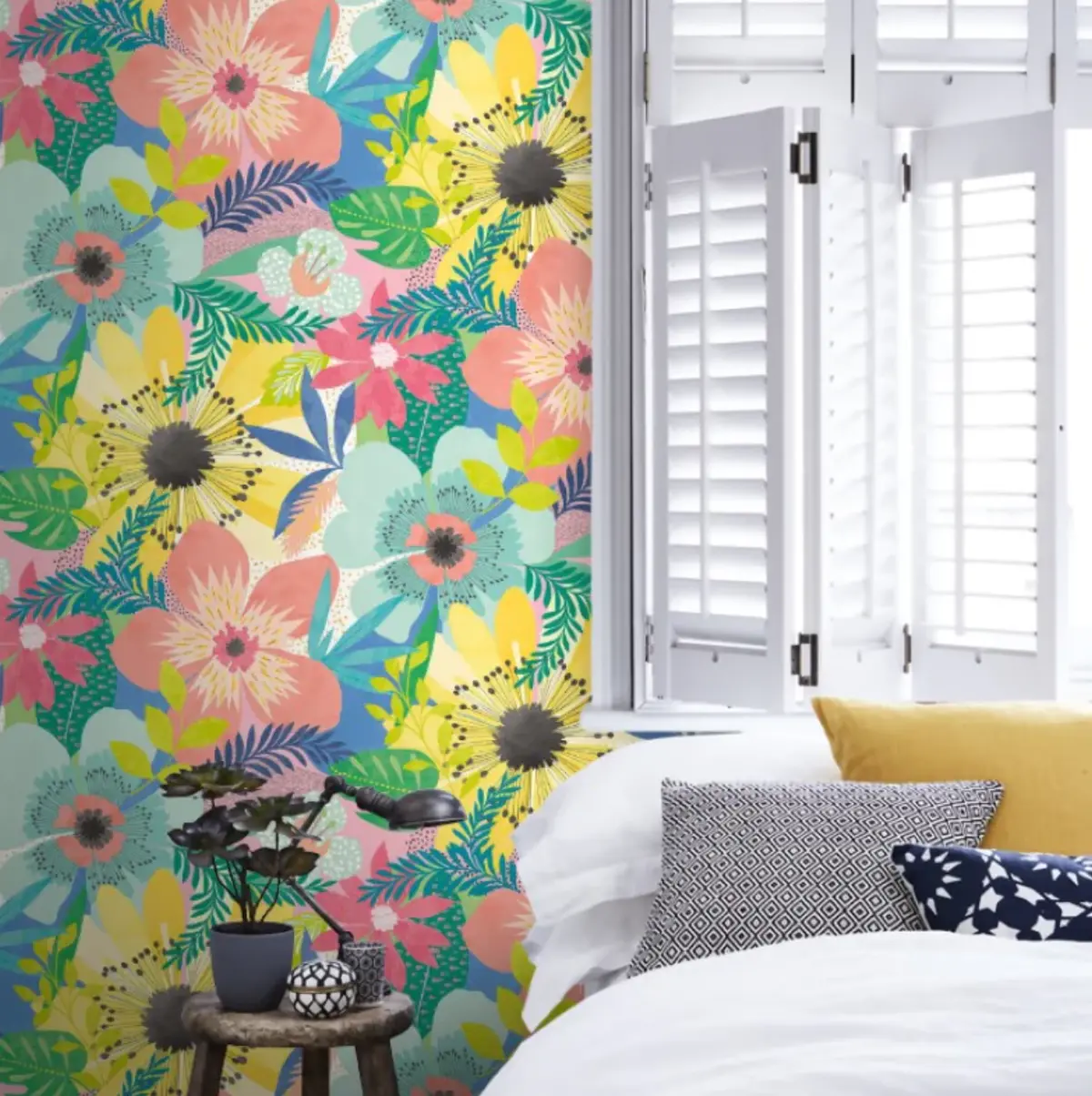 Ohpopsi Floral Riot Wallpaper Citrus Sample 1