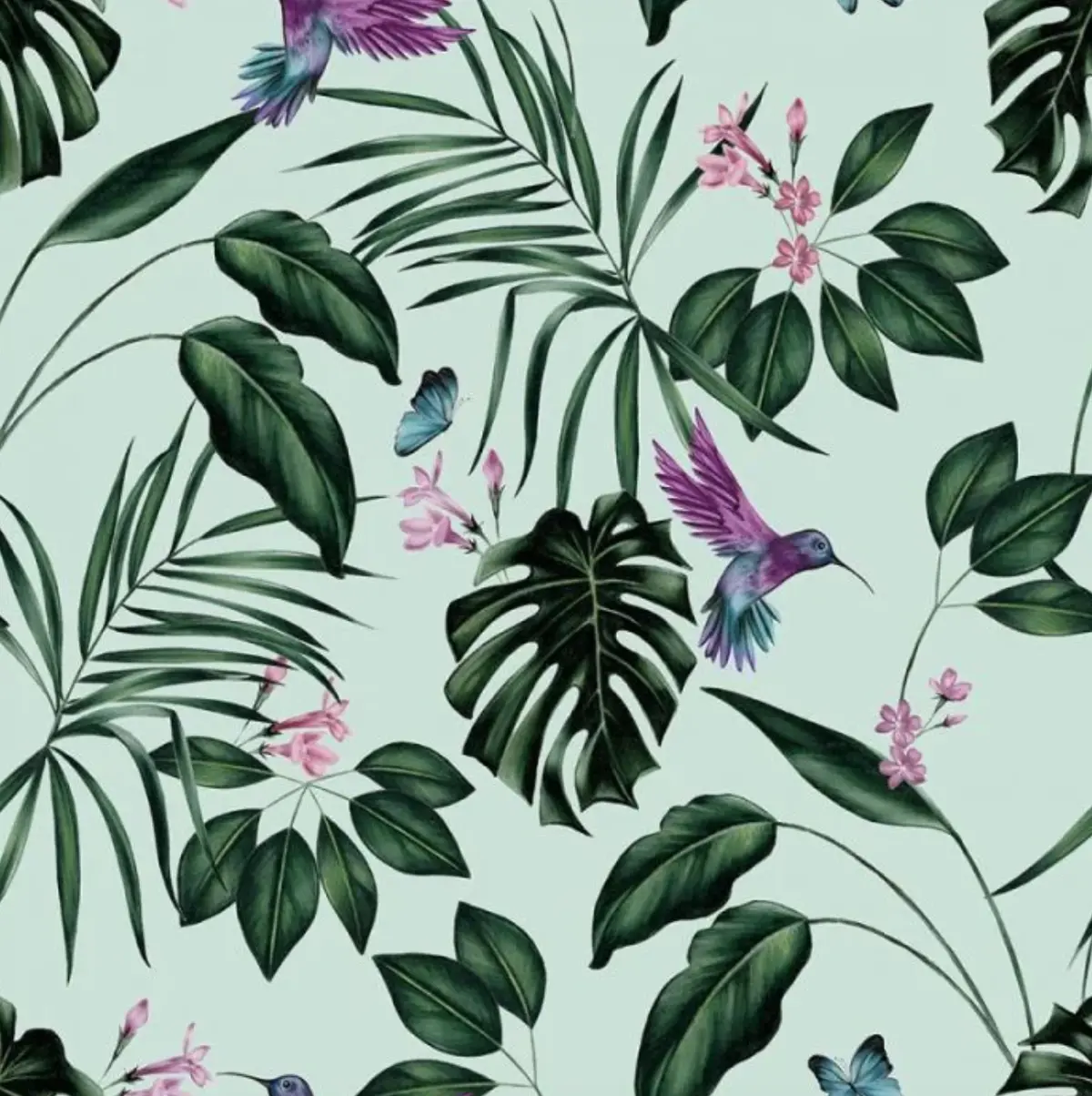Ohpopsi Hummingbird Wallpaper Duckegg Sample 1