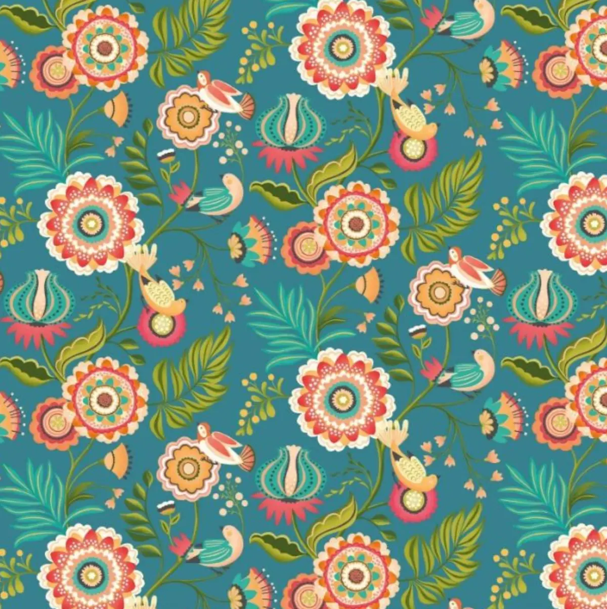Ohpopsi Ichika Trail Wallpaper Peacock Sample 1