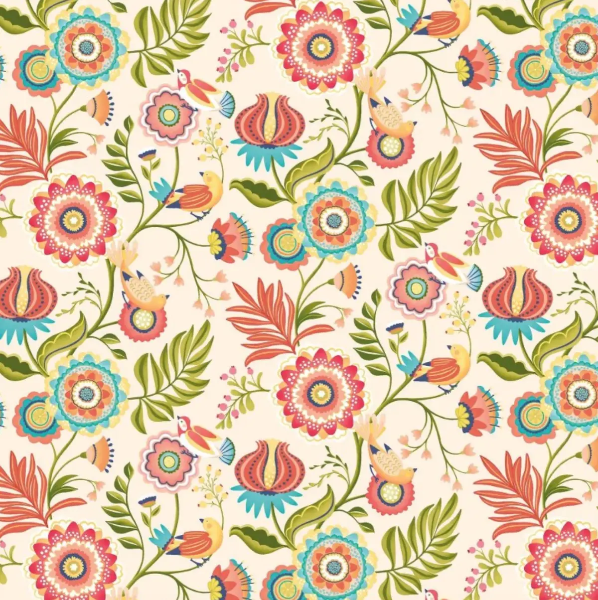 Ohpopsi Ichika Trail Wallpaper Coral & Linen Sample 1