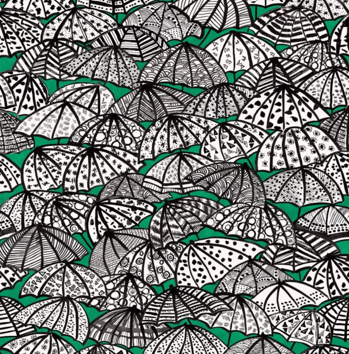 Ohpopsi Jolly Brollies Wallpaper Jade Sample 1