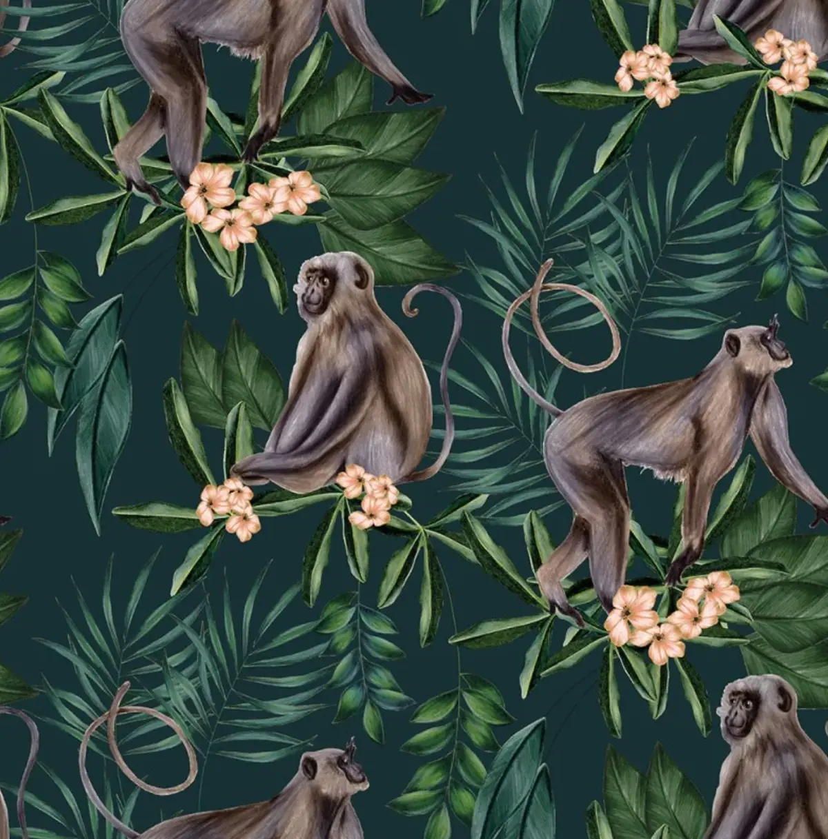 Ohpopsi Morris Monkey Wallpaper Dark Sable Sample 1