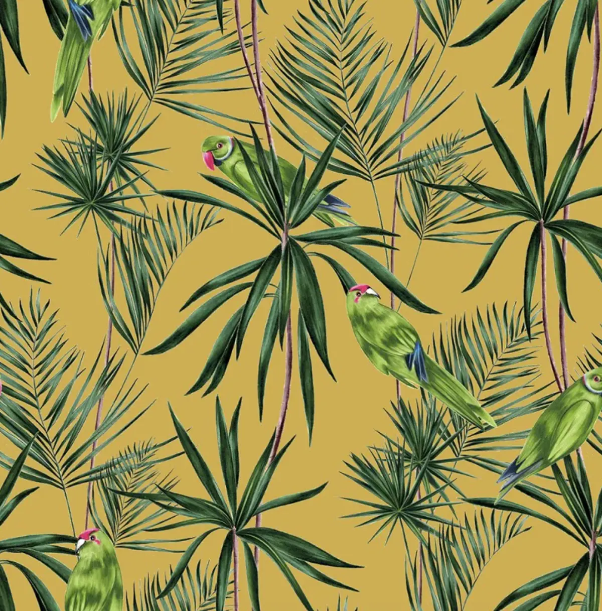 Ohpopsi Paradise Wallpaper Mustard Sample 1