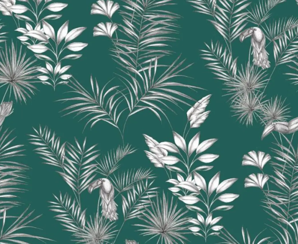 Ohpopsi Toucan Toile Wallpaper Rainforest Green Sample 1