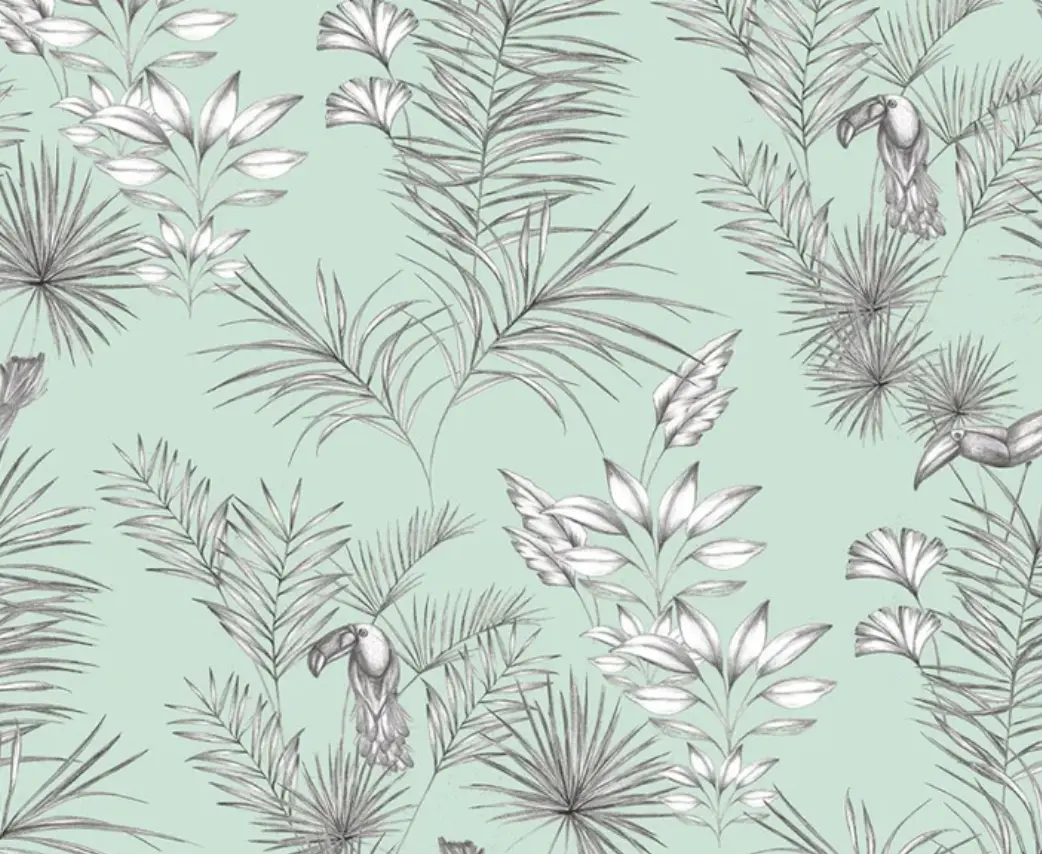 Ohpopsi Toucan Toile Wallpaper Duckegg Sample 1