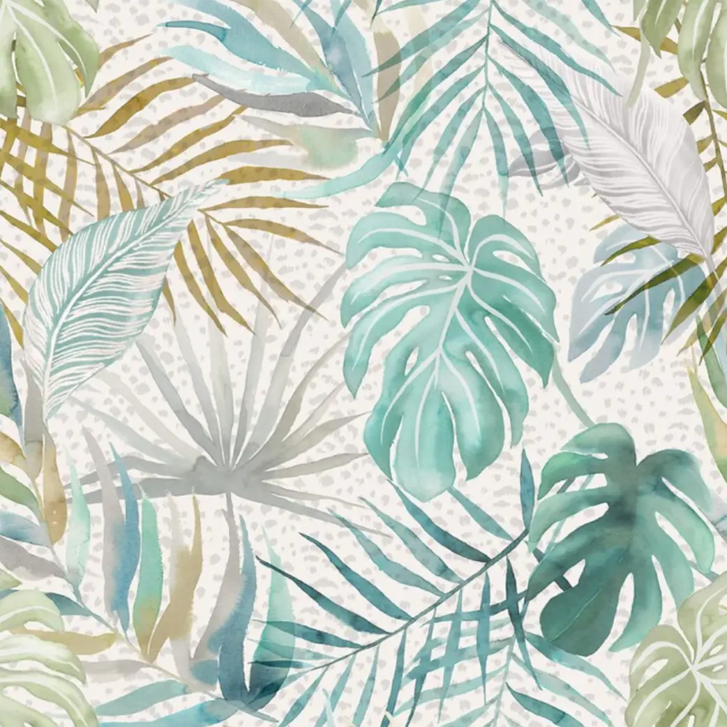 Ohpopsi Tropica Wallpaper Turquoise Sample 1