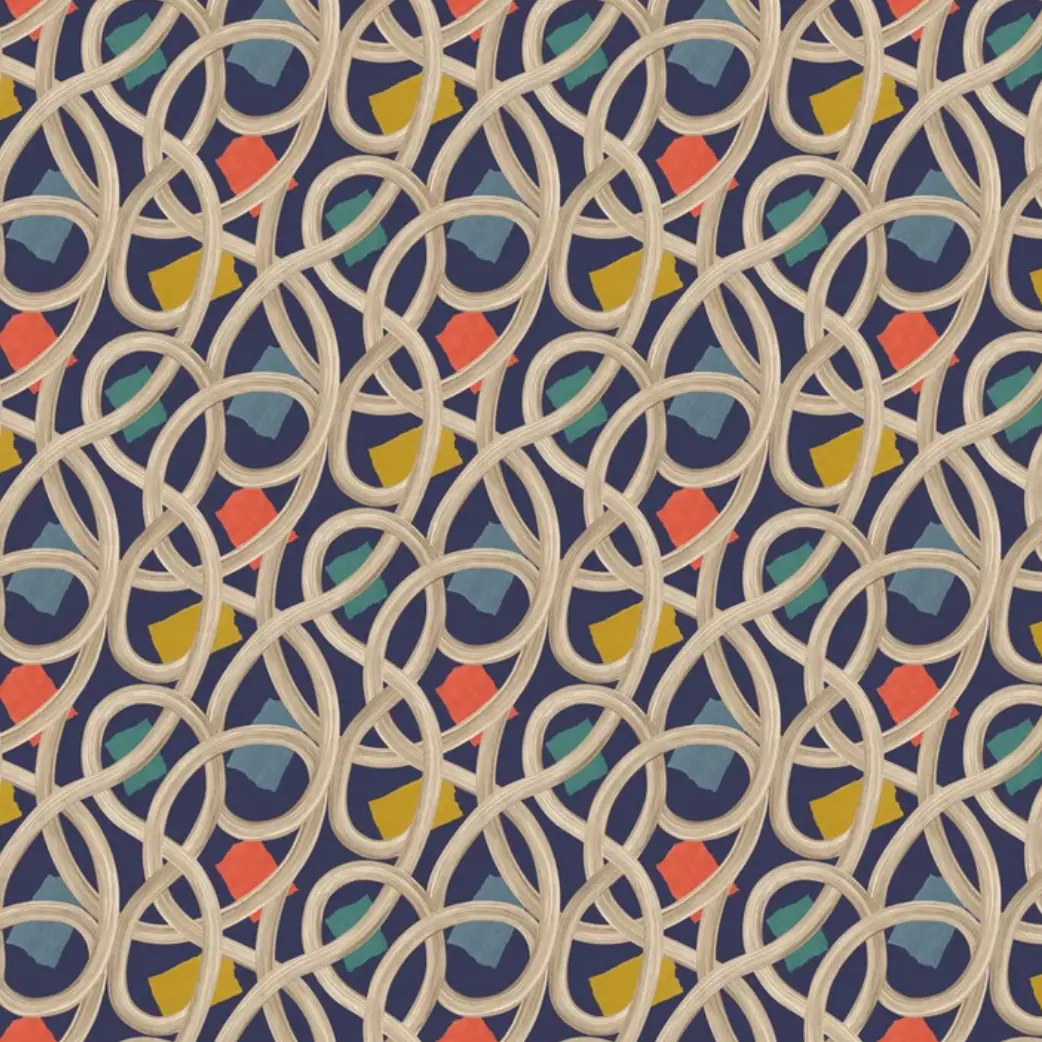 Ohpopsi Twisted Geo Wallpaper Denim Sample 1