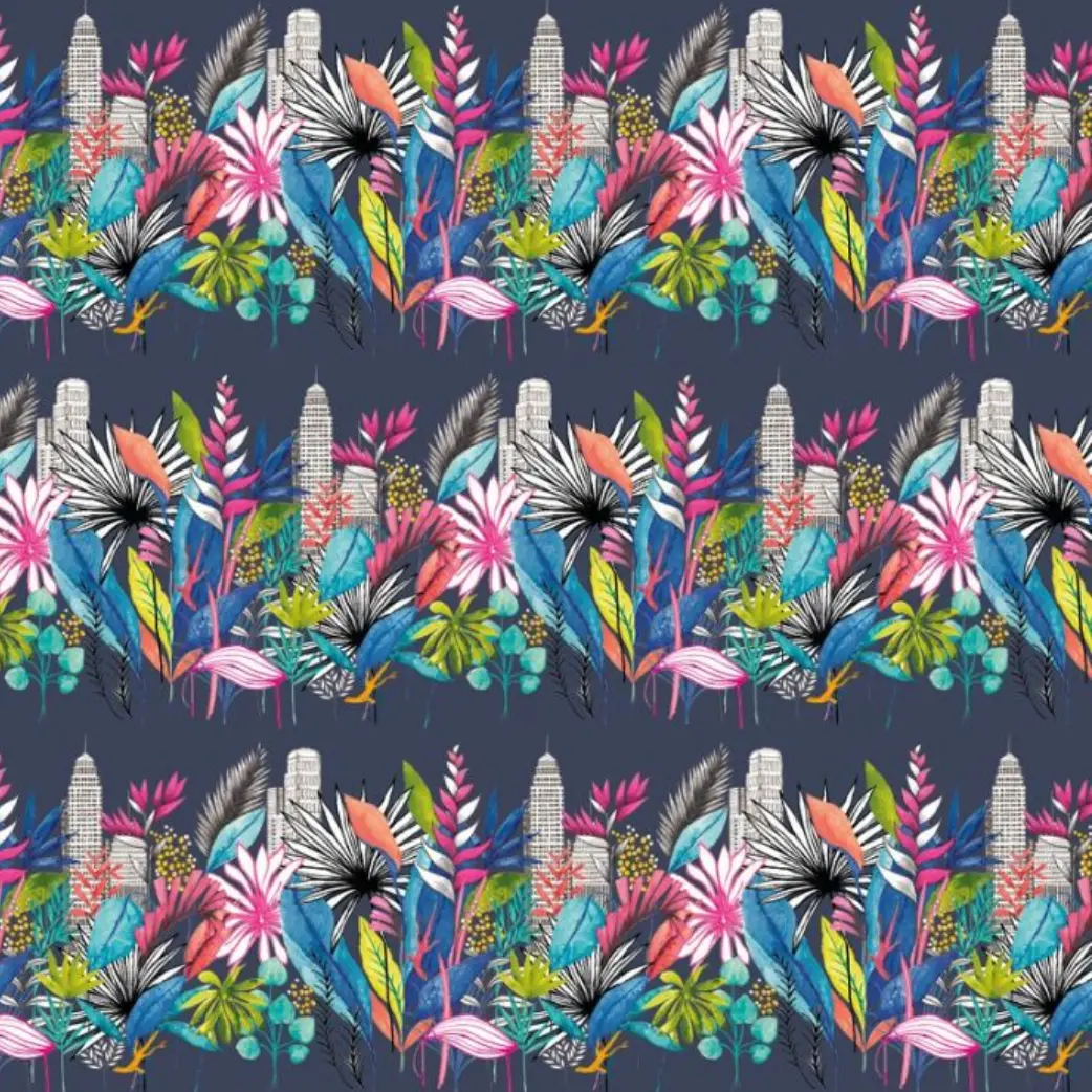 Ohpopsi Urban Tropic Wallpaper Midnight Sample 1