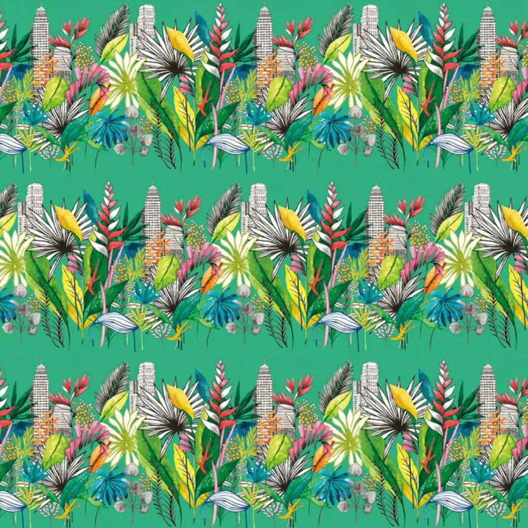 Ohpopsi Urban Tropic Wallpaper Emerald Sample 1