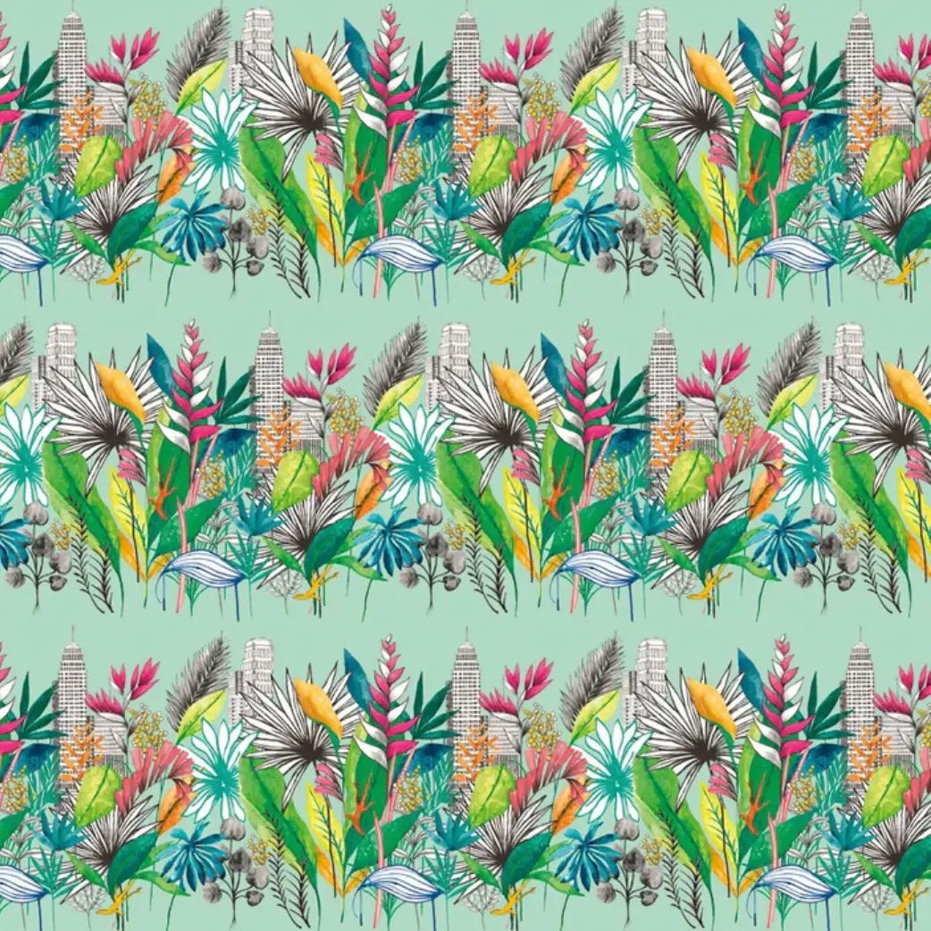 Ohpopsi Urban Tropic Wallpaper Azure Sample 1