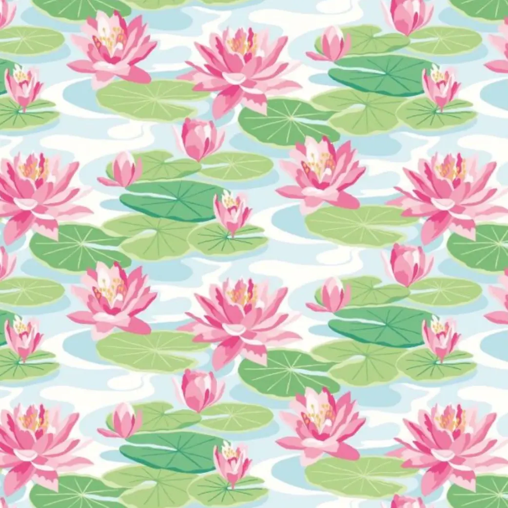 Ohpopsi Waterlily Wallpaper Sky & Rose Sample 1