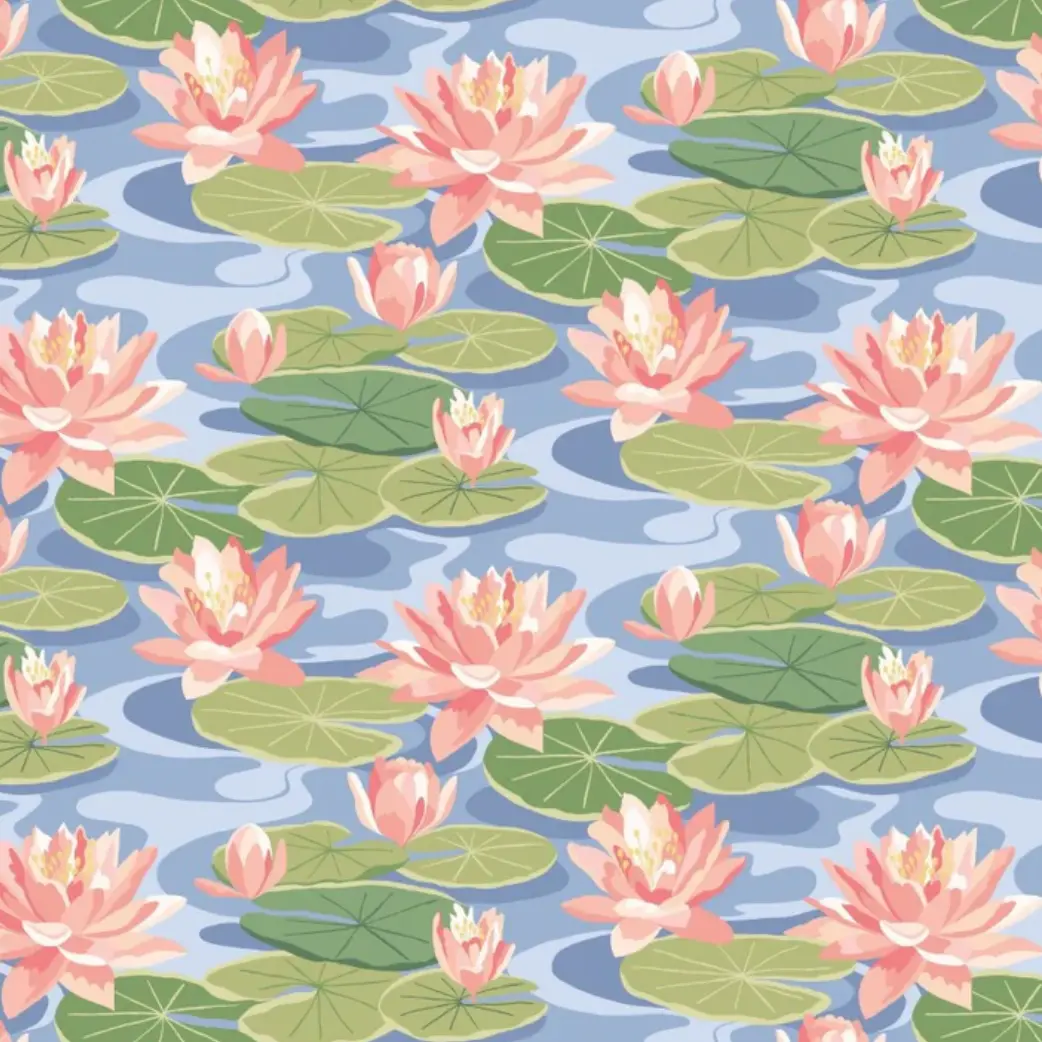 Ohpopsi Waterlily Wallpaper Cornflower Sample 1