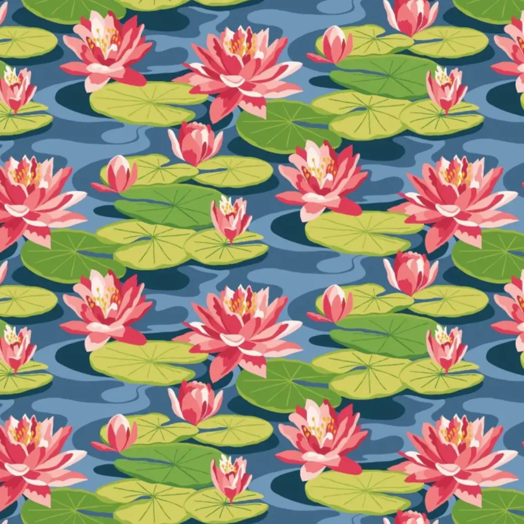 Ohpopsi Waterlily Wallpaper Midnight Rouge Sample 1