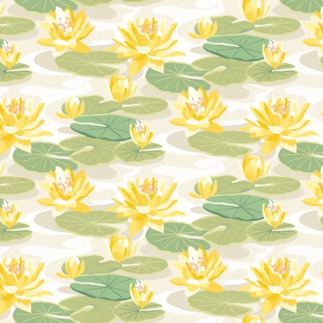 Ohpopsi Waterlily Wallpaper Linen & Amber Sample 1