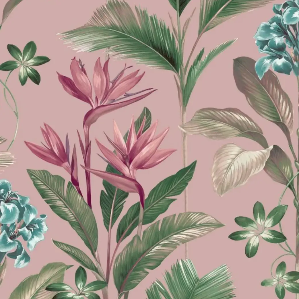 Oliana Floral Wallpaper Pink Sample 1