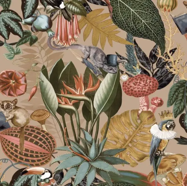 Reverie Tropical Wallpaper - Gold Sample 1