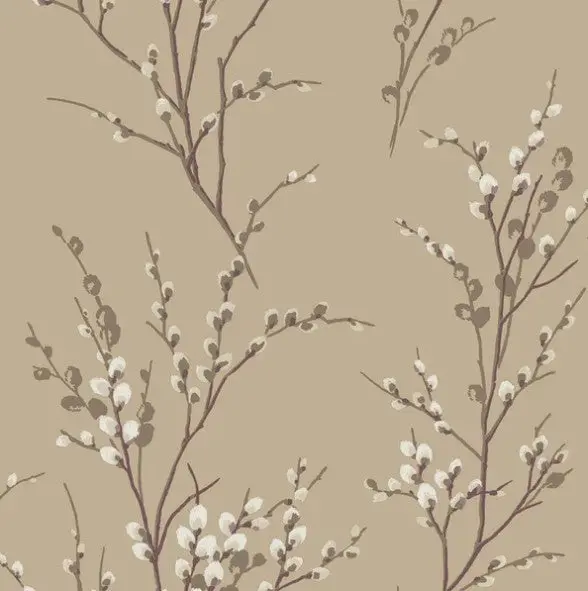 Laura Ashley Pussy Willow Natural Wallpaper Sample 1