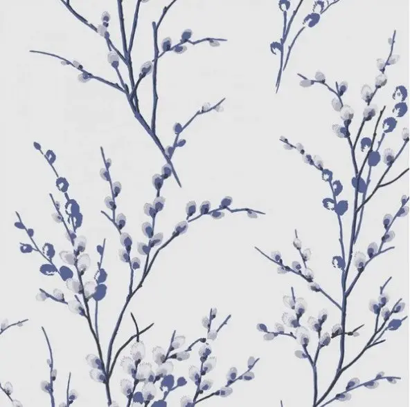 Laura Ashley Pussy Willow Off White/Midnight Wallpaper Sample 1
