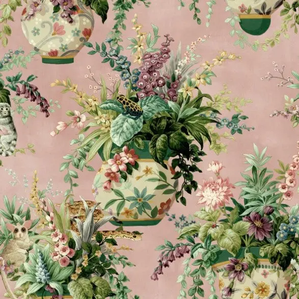 Rivara Floral Vase Pink Wallpaper Sample 1