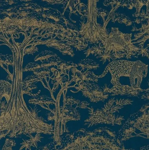 Clarke & Clarke Kisumu Wallpaper - Midnight/Luxe Sample 1