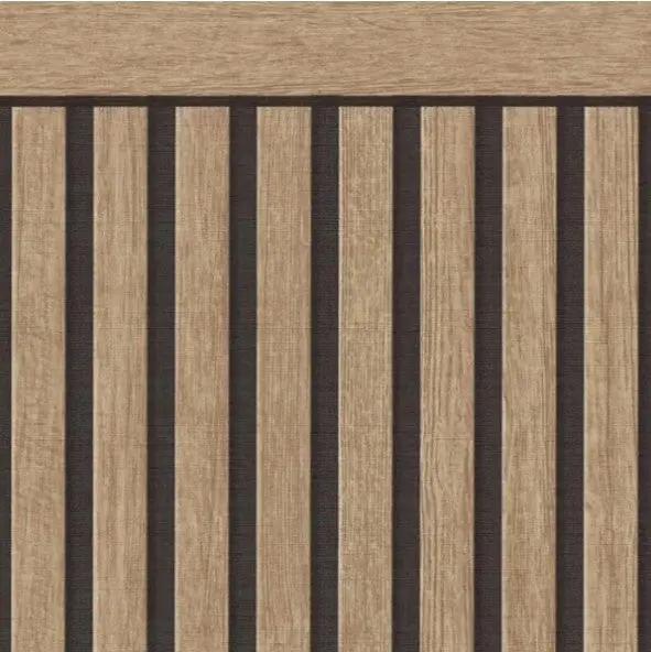 Scandi Wood Slat Black & Brown Wallpaper - Half Wall Panel Sample 1