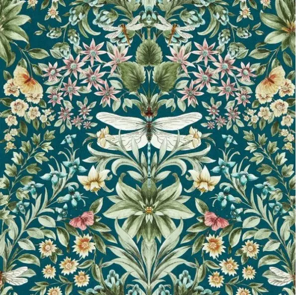 Clarke & Clarke Mirabell Wallpaper - Teal Sample 1