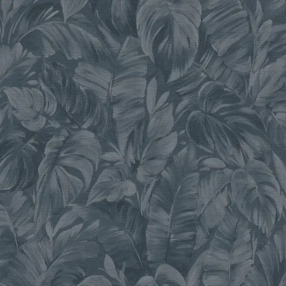 Sketched Palm Leaves Wallpaper - Blue Sample 1