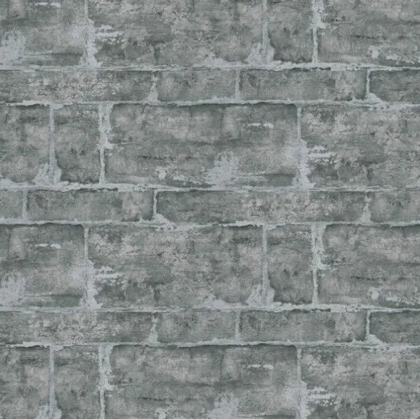 Slate Brick Wall Effect Wallpaper Dark Grey Sample 1