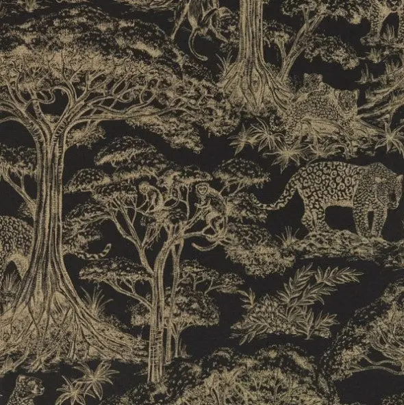 Clarke & Clarke Kisumu Wallpaper - Noir/Luxe Sample 1