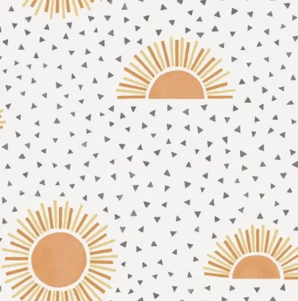 Sunshine Sunbeam Wallpaper - White/Orange Sample 1